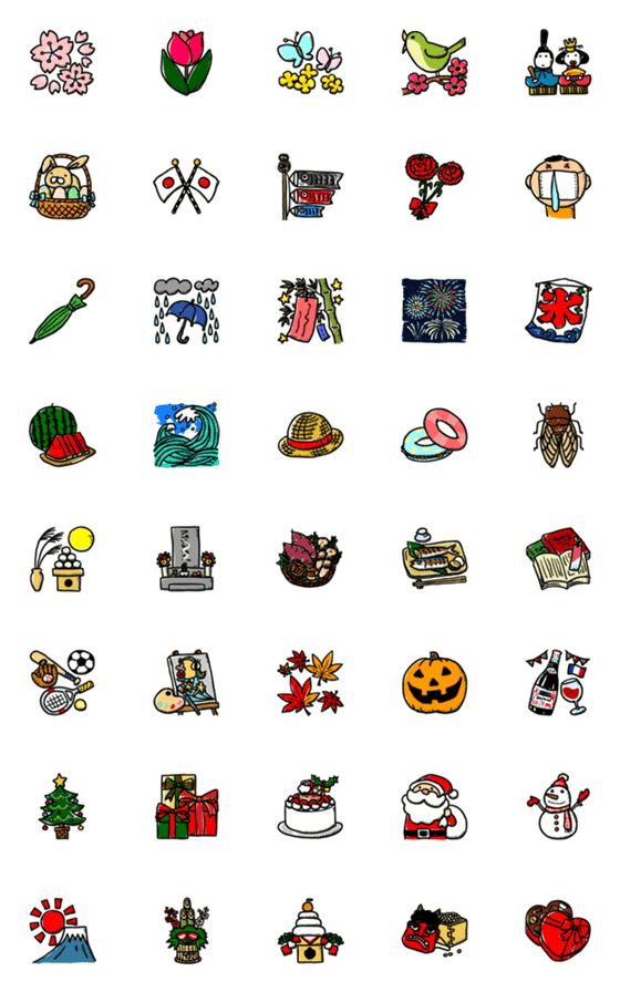 [LINE絵文字]日本の四季の絵文字の画像一覧