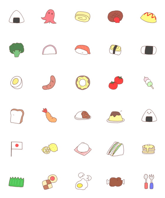 [LINE絵文字]食べ物シンプル絵文字の画像一覧
