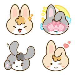 [LINE絵文字] Rabbit MiMi ＆ MoMo-emojiの画像
