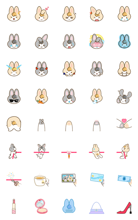 [LINE絵文字]Rabbit MiMi ＆ MoMo-emojiの画像一覧