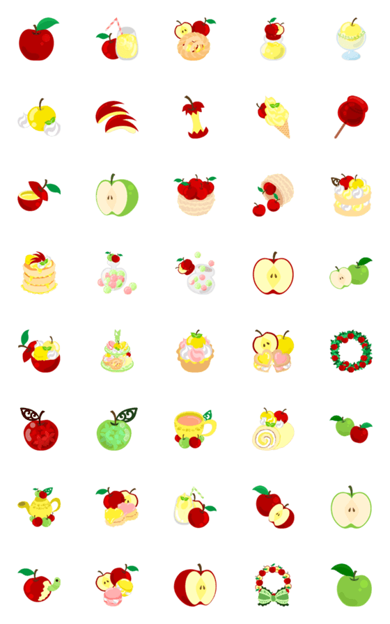 [LINE絵文字]Pretty Apple Emojiの画像一覧
