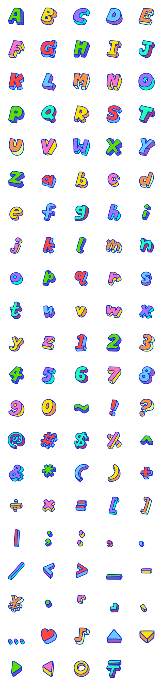 [LINE絵文字]Colorful 3D Letterの画像一覧