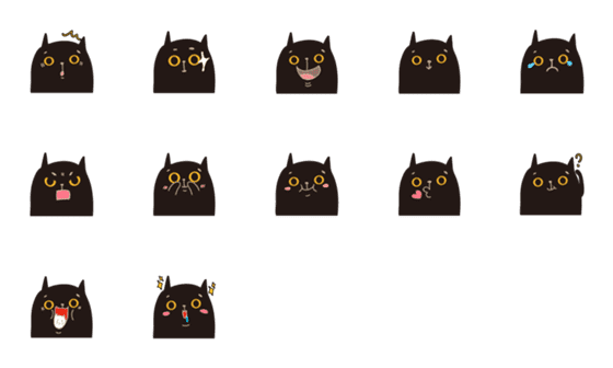 [LINE絵文字]Who said the black cat is not cuteの画像一覧