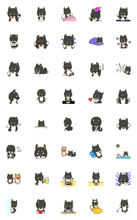 [LINE絵文字]うるうる目の黒柴犬 絵文字の画像一覧