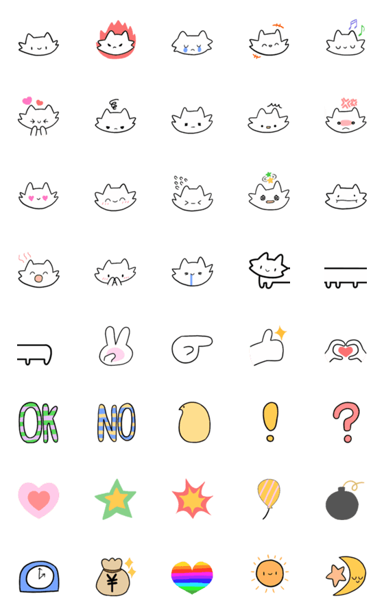 [LINE絵文字]きっとしろねこの絵文字の画像一覧