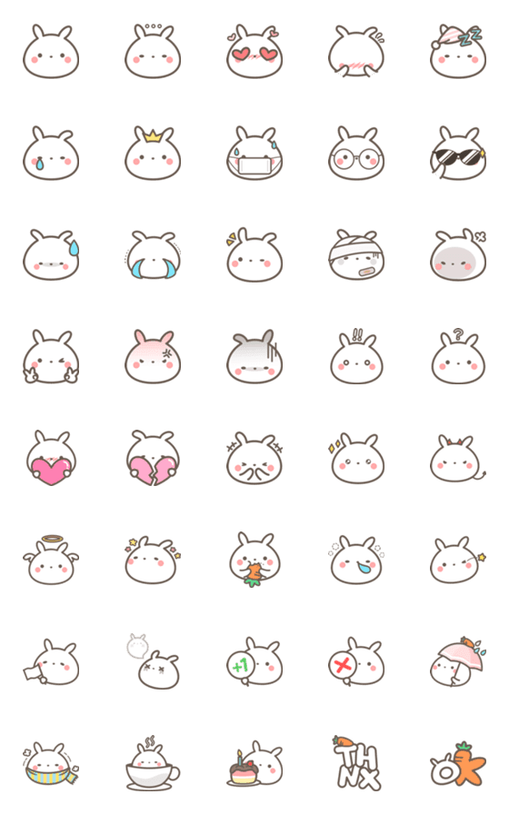 [LINE絵文字]Cotton Rabbit Emojiの画像一覧