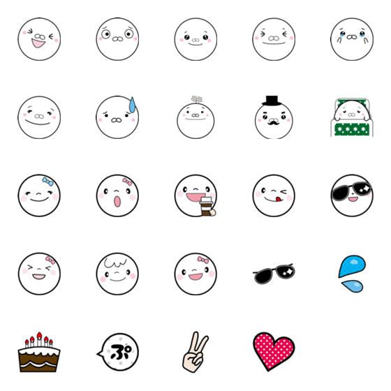 [LINE絵文字]まるい顔の絵文字の画像一覧