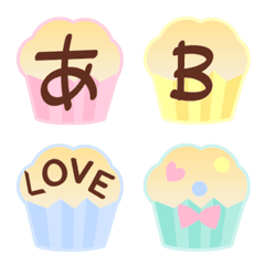 [LINE絵文字] カップケーキのかわいいデコ文字+絵文字の画像