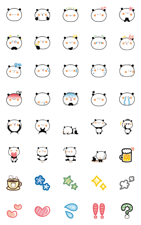 [LINE絵文字]敬語で親切なまんまるパンダ 絵文字の画像一覧