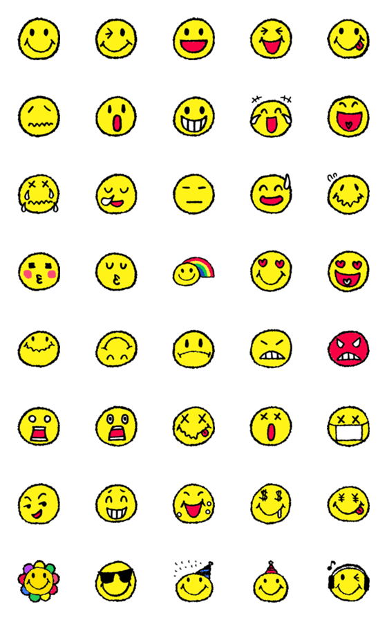 [LINE絵文字]手書きスマイリー 絵文字♪の画像一覧