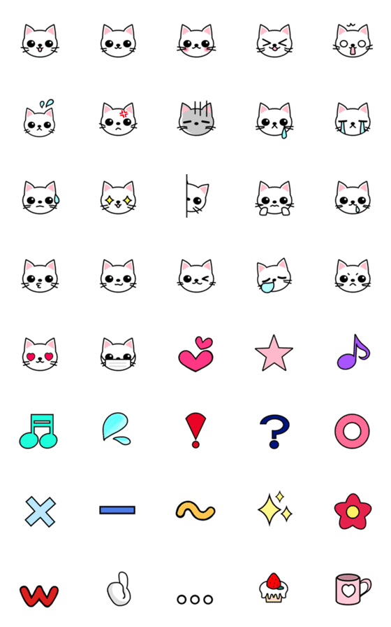[LINE絵文字]白猫のシロ 〜絵文字〜の画像一覧