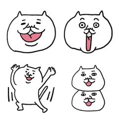 [LINE絵文字] 無難に使えるゆる白ねこ絵文字の画像