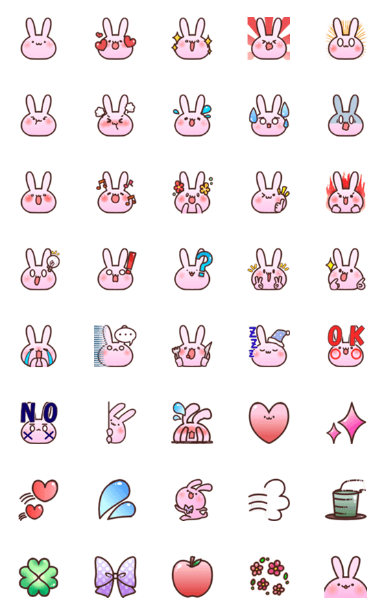 [LINE絵文字]なんだか一生懸命なうさぎの絵文字の画像一覧