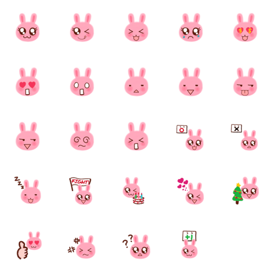 [LINE絵文字]Pink rabbit's faceの画像一覧