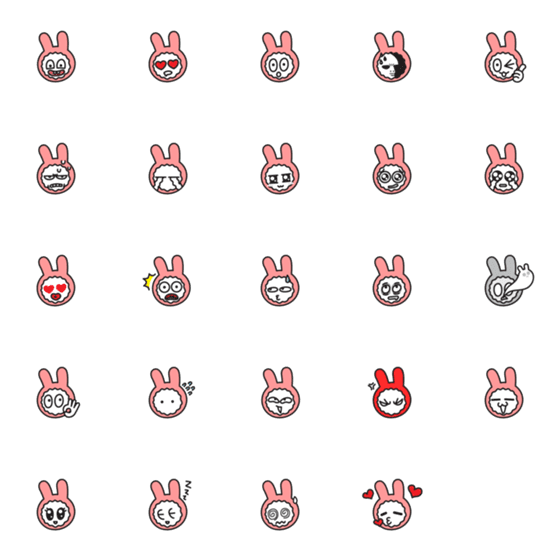 [LINE絵文字]Pink Rabbit Emojiの画像一覧