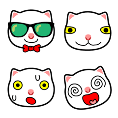 [LINE絵文字] 白ねこ楽しい絵文字の画像