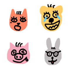 [LINE絵文字] 3本の毛の猫ベア豚ウサギの画像