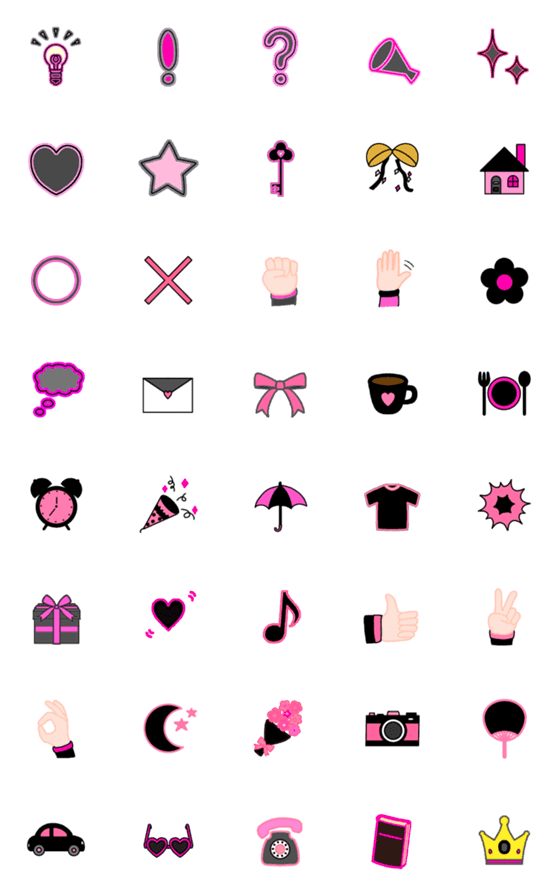 [LINE絵文字]Black×Pinkの画像一覧