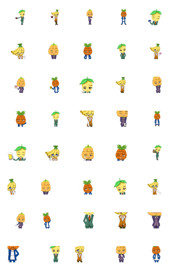 [LINE絵文字]ラブリーボーイズ果物の絵文字の画像一覧