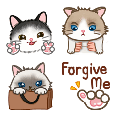 Three Cats touch my heart Emojiの絵文字メイン画像