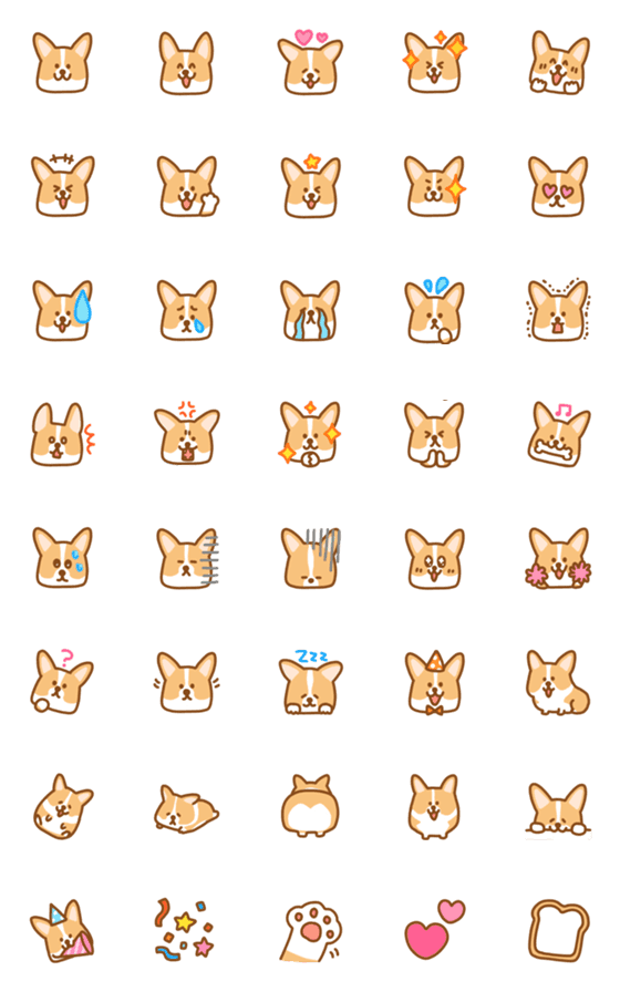 [LINE絵文字]ゆるかわ コーギー 絵文字の画像一覧