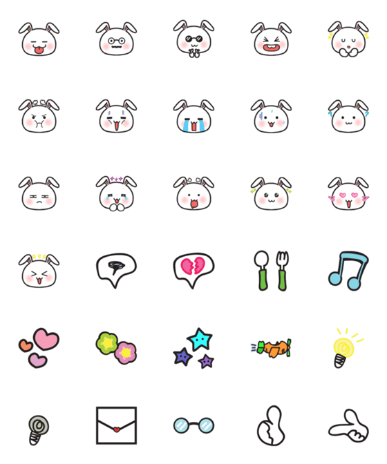 [LINE絵文字]Emoji Rabbit Headの画像一覧