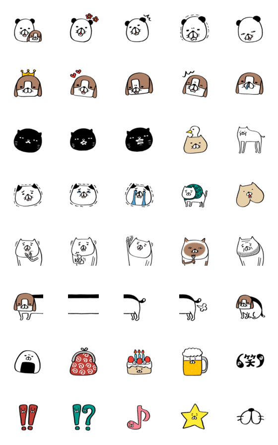 [LINE絵文字]パンダと犬とネコチャンズのEMOJIの画像一覧