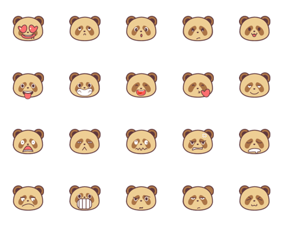 [LINE絵文字]Brown Panda Emoticonの画像一覧