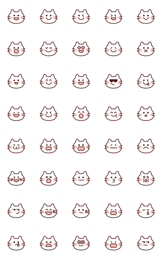 [LINE絵文字]シンプルねこフェイスの画像一覧