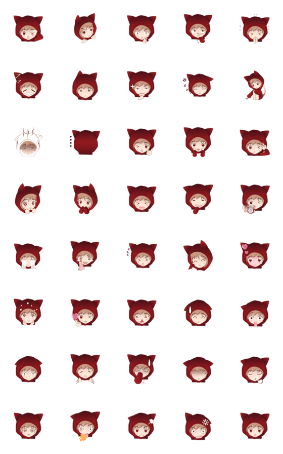 [LINE絵文字]Mimi in the red hood emojiの画像一覧