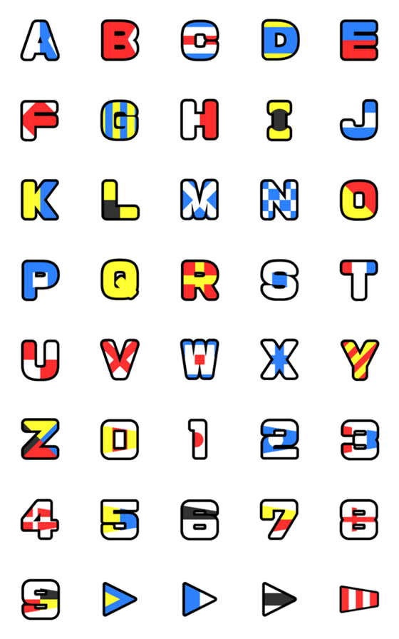 [LINE絵文字]国際信号旗で英数字の画像一覧