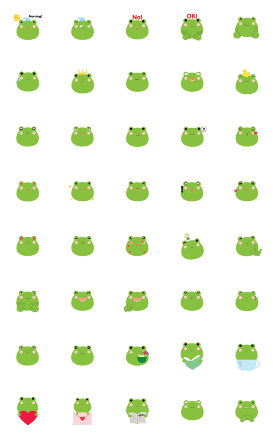 [LINE絵文字]Cute Face Frog emojiの画像一覧