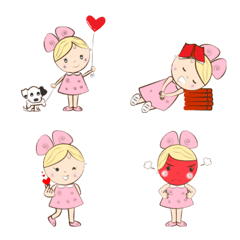 [LINE絵文字] Noo Lily Cute doll pink girl emojiの画像