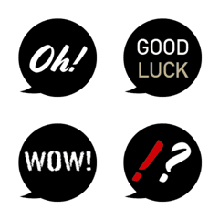 [LINE絵文字] 黒い吹き出し！シンプル英語の絵文字の画像