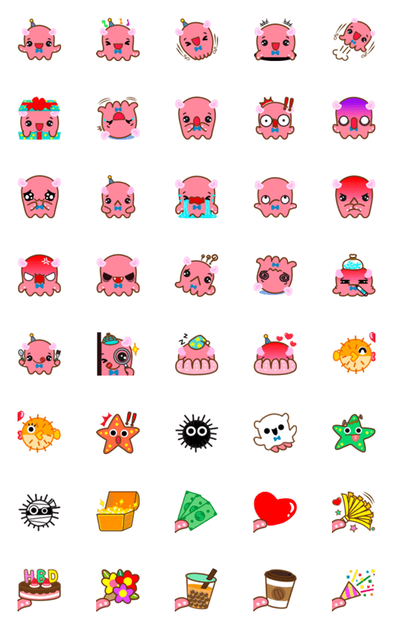 [LINE絵文字]Hi！ Dumbo Octopus emojiの画像一覧