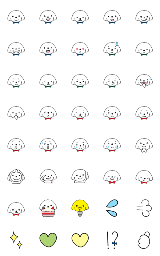 [LINE絵文字]白い犬の絵文字の画像一覧