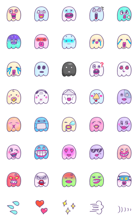 [LINE絵文字]ヘンテコおばけモンスターの画像一覧