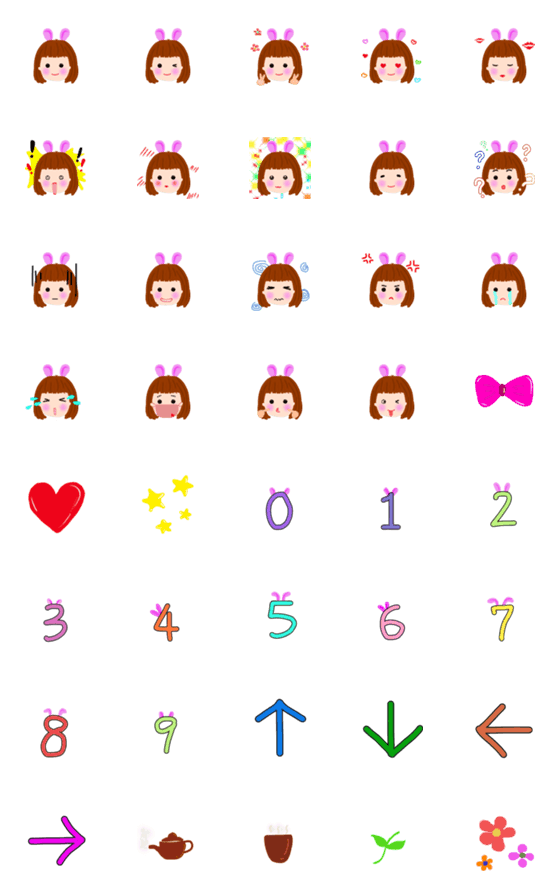 [LINE絵文字]Rabbit ear girl emojiの画像一覧