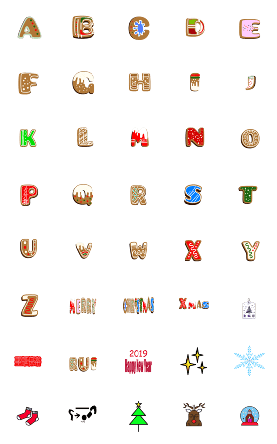 [LINE絵文字]Christmas style letters textの画像一覧
