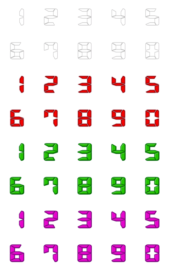 [LINE絵文字]デジタル数字 セグメントナンバー数 修正版の画像一覧