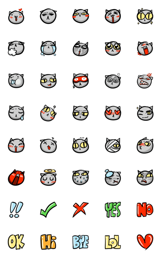 [LINE絵文字]E-MEOW-JI : The Silver Catの画像一覧