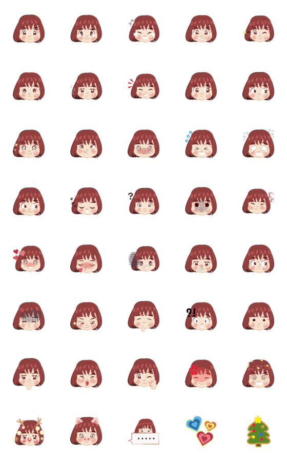 [LINE絵文字]Cutie Girl Emojiの画像一覧