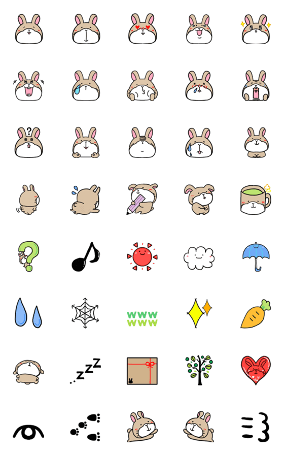 [LINE絵文字]うさぎのもん太君 絵文字Verの画像一覧