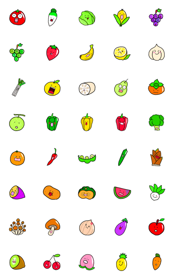 [LINE絵文字]おやさいたちの絵文字（果物もあります！）の画像一覧