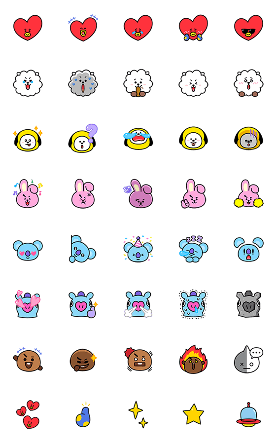 [LINE絵文字]ユニバースター BT21 絵文字の画像一覧