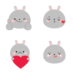 [LINE絵文字] Cute Face Gray Rabbit Emojiの画像