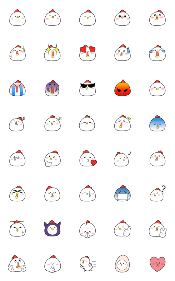 [LINE絵文字]元気なにわとりこけ子さんの絵文字の画像一覧