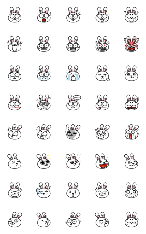 [LINE絵文字]TwoG Rabbit emoji 01の画像一覧