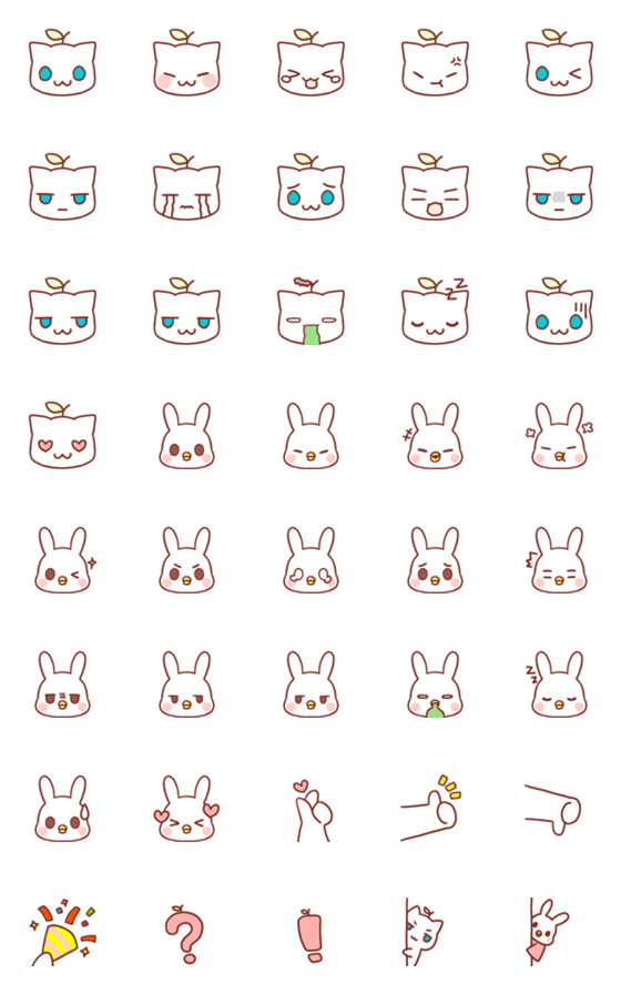[LINE絵文字]Grasscat＆Chicken-Rabbit Emojiの画像一覧