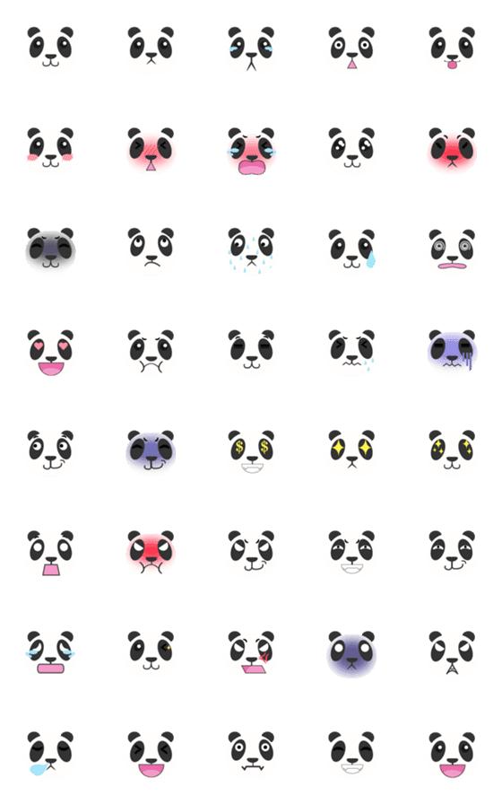 [LINE絵文字]Panda Face by TeJi Studioの画像一覧